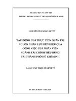 Tác động của thực tiễn quản trị nguồn nhân lực đến hiệu quả công việc của nhân viên ngành tài chính tiêu dùng tại thành phố hồ chí minh 