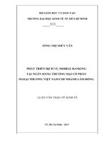 Phát triển dịch vụ mobile banking tại ngân hàng thương mại cổ phần ngoại thương việt nam chi nhánh lâm đồng 