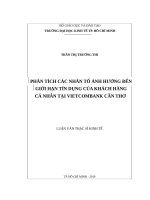 Phân tích các nhân tố ảnh hưởng đến giới hạn tín dụng của khách hàng cá nhân tại vietcombank cần thơ 