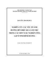 Nghiên cứu các yếu tố ảnh hưởng đến hiệu quả làm việc trong các đơn vị sự nghiệp công lập ở tỉnh bình dương 