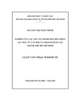 Nghiên cứu các yếu tố ảnh hưởng đến động lực đầu tư căn hộ của khách hàng tại thành phố hồ chí minh 