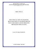 Phân tích các nhân tố ảnh hưởng đến sự hài lòng của người dân đối với chất lượng dịch vụ hành chính công trên địa bàn tỉnh an giang 
