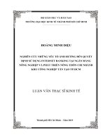 Nghiên cứu những yếu tố ảnh hưởng đến quyết định sử dụng internet banking tại ngân hàng nông nghiệp và phát triển nông thôn chi nhánh khu công nghiệp tân tạo TP HCM 