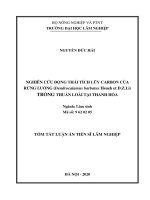 Nghiên cứu động thái tích lũy carbon của rừng luồng (dendrocalamus barbatus hsueh et d  z li) trồng thuần loài tại thanh hóa tt v 