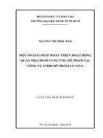 Một số giải pháp hoàn thiện hoạt động quản trị chuỗi cung ứng mỹ phẩm tại công ty TNHH mỹ phẩm LG VINA 