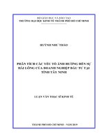 Phân tích các yếu tố ảnh hưởng đến sự hài lòng của doanh nghiệp đầu tư tại tỉnh tây ninh 