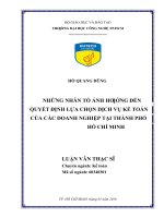 Những nhân tố ảnh hưởng đến quyết định lựa chọn dịch vụ kế toán của các doanh nghiệp tại thành phố hồ chí minh​ 