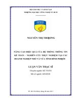 Nâng cao hiệu quả của hệ thống thông tin kế toán   nghiên cứu thực nghiệm tại các doanh nghiệp nhỏ và vừa tỉnh bình phước​ 