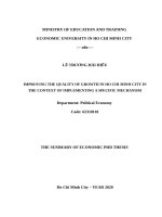 Nâng cao chất lượng tăng trưởng trên địa bàn thành phố hồ chí minh trong bối cảnh thực hiện cơ chế đặc thù tt tiếng anh 