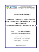 Phân tích tín dụng cá nhân của ngân hàng thương mại cổ phần đầu tư và phát triển việt nam chi nhánh tân bình giai đoạn 2013   2014​ 