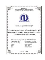Nâng cao hiệu quả bồi dưỡng cán bộ, công chức tại uỷ ban nhân dân quận tây hồ, thành phố hà nội 