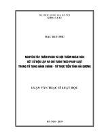 Nguyên tắc thẩm phán và hội thẩm nhân dân xét xử độc lập và chỉ tuân theo pháp luật trong tố tụng hành chính   từ thực tiễn tỉnh hải dương 
