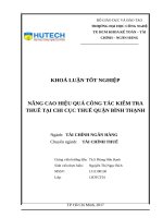 Nâng cao hiệu quả công tác kiểm tra thuế tại chi cục thuế quận bình thạnh​ 
