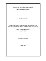 Phát triển thương mại theo hướng bền vững ở việt nam trong bối cảnh hội nhập quốc tế tt tiếng anh 