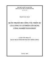 Quản trị rủi ro công tác nhân sự của công ty cổ phần xây dựng công nghiệp toàn phát​ 