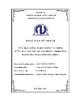 Ứng dụng công nghệ thông tin trong công tác văn thư tại văn phòng HĐND   UBND huyện lục ngạn, tỉnh bắc giang 