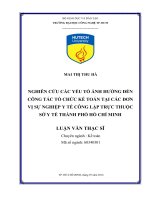 Nghiên cứu các yếu tố ảnh hưởng đến công tác tổ chức kế toán tại các đơn vị sự nghiệp y tế công lập trực thuộc sở y tế thành phố hồ chí minh​ 