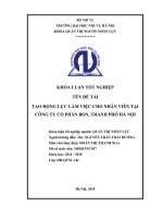 Tạo động lực làm việc cho nhân viên tại công ty cổ phần BON, thành phố hà nội 