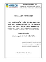Quy trình kiểm toán khoản mục nợ phải thu khách hàng tại chi nhánh công ty TNHH kiểm toán immanuel thực trạng và giải pháp hoàn thiện​ 
