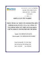 Phân tích các nhân tố ảnh hưởng đến chính sách cổ tức của các công ty tài chính niêm yết trên sở giao dịch chứng khoán thành phố hồ chí minh​ 