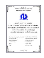 Nâng cao hiệu quả công tác tham mưu, tổng hợp tại văn phòng công ty cổ phần xây dựng, cung ứng nhân lực và xuất nhập khẩu thiên ân (TAMAX) 
