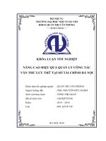 Nâng cao hiệu quả quản lý công tác văn thư lưu trữ sở tài chính hà nội 