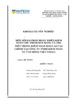 Một số giải pháp hoàn thiện kiểm toán chu trình bán hàng và thu tiền trong kiểm toán báo cáo tài chính tại công ty TNHH kiểm toán tư vấn rồng việt (vdac)​ 