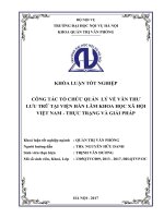 Công tác tổ chức quản lý về văn thư lưu trữ tại viện hàn lâm khoa học xã hội việt nam thực trạng và giải pháp 