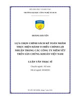 Lựa chọn chính sách kế toán nhằm thực hiện hành vi điều chỉnh lợi nhuận trong các công ty niêm yết trên sàn chứng khoán việt nam​ 