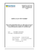 Phân tích tình hình cho vay thế chấp tại ngân hàng thương mại cổ phần kỹ thương việt nam chi nhánh an đông từ năm 2011 2013​ 