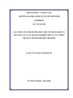 Các nhân tố ảnh hưởng đến việc sử dụng dịch vụ kế toán của các doanh nghiệp nhỏ và vừa trên địa bàn thành phố hồ chí minh 