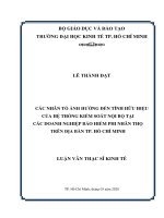 Các nhân tố ảnh hưởng đến tính hữu hiệu của hệ thống kiểm soát nội bộ tại các doanh nghiệp bảo hiểm phi nhân thọ trên địa bàn TP  hồ chí minh 