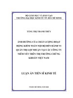 Ảnh hưởng của chất lượng hoạt động kiểm toán nội bộ đến hành vi quản trị lợi nhuận tại các công ty niêm yết trên thị trường chứng khoán việt nam 