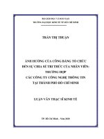 Ảnh hưởng của công bằng tổ chức đến sự chia sẻ tri thức của nhân viên trường hợp các công ty công nghệ thông tin tại thành phố hồ chí minh 