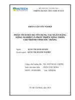 Phân tích rủi ro tín dụng tại ngân hàng nông nghiệp và phát triển nông thôn chi nhánh tỉnh sóc trăng​ 