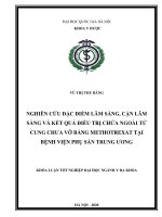 Nghiên cứu đặc điểm lâm sàng, cận lâm sàng và kết quả điều trị chửa ngoài tử cung chưa vỡ bằng methotrexat tại bệnh viện phụ sản trung ương 