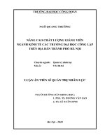 Nâng cao chất lượng giảng viên ngành kinh tế các trường đại học công lập trên địa bàn thành phố hà nội