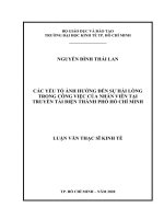Các yếu tố ảnh hưởng đến sự hài lòng trong công việc của nhân viên tại truyền tải điện thành phố hồ chí minh 