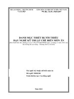 DANH MỤC THIẾT BỊ TỐI THIỂU DẠY NGHỀ KỸ THUẬT CHẾ BIẾN MÓN ĂN