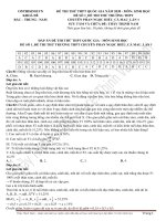 ĐỀ số 1 đề THI THỬ TRƯỜNG THPT CHUYÊN PHAN NGỌC HIỂU cà MAU lần 1 lời GIẢI CHI TIẾT 