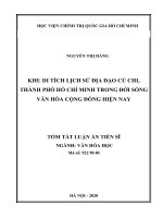 Khu di tích lịch sử địa đạo củ chi, thành phố hồ chí minh trong đời sống văn hóa cộng đồng hiện nay tt 