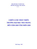 CHIẾN LƯỢC PHÁT TRIỂN TRƯỜNG ĐẠI HỌC NHA TRANG ĐẾN NĂM 2020 TẦM NHÌN 2030