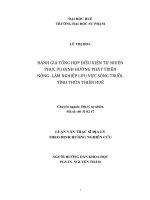 Đánh giá điều kiện tự nhiên phục vụ định hướng phát triển nông – lâm nghiệp lưu vực sông truồi, tỉnh thừa thiên huế 