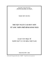 Truyện Ngắn Cao Duy Sơn Từ Góc Nhìn Phê Bình Sinh Thái