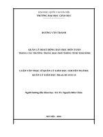 Quản lý hoạt động dạy học môn toán trong các trường trung học phổ thông tỉnh thái bình 