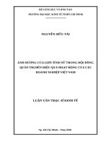 Ảnh hưởng của giới tính nữ trong hội đồng quản trị đến hiệu quả hoạt động của các doanh nghiệp việt nam 