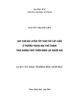 Dạy cụm bài luyện tập thao tác lập luận ở trường trung học phổ thông theo hướng phát triển năng lực người học 