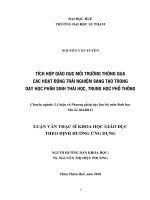 Tích hợp giáo dục môi trường thông qua các hoạt động trải nghiệm sáng tạo trong dạy học phần sinh thái học trung học phổ thông 