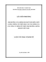 Ảnh hưởng của chính sách kế toán đến chất lượng thông tin trên báo cáo tài chính của các công ty niêm yết trên thị trường chứng khoán việt nam 