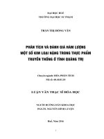 Phân tích và đánh giá hàm lượng một số kim loại nặng trong thực phẩm truyền thống ở tỉnh quảng trị 